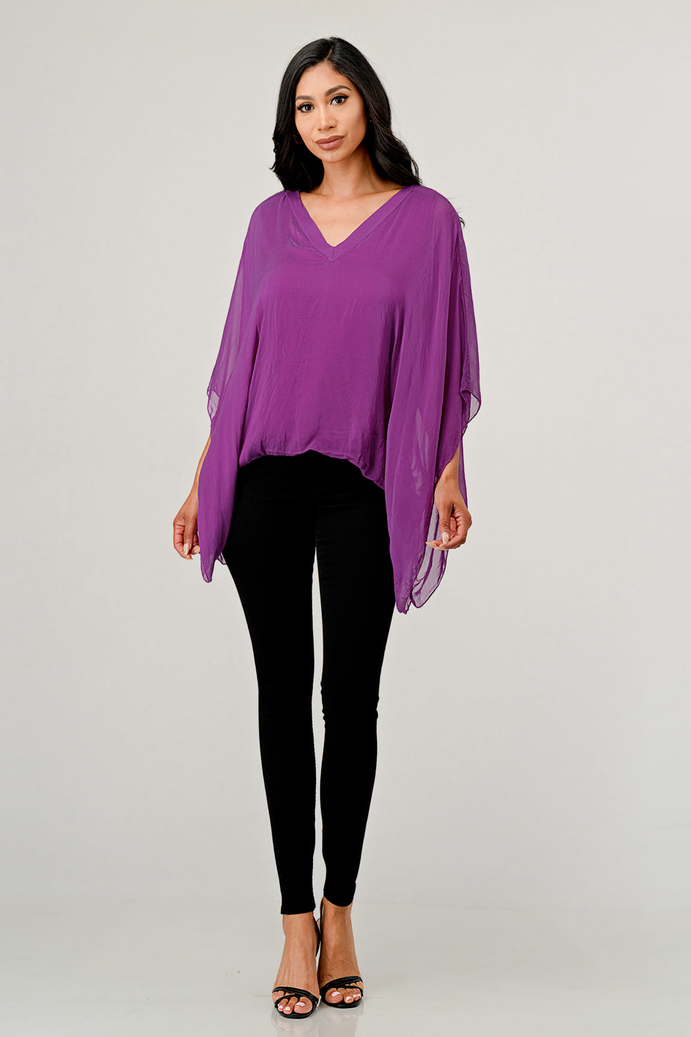 Raw Moda V Neck Italian Silk Top  Raw Moda   