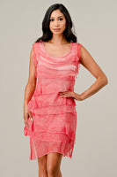 Sleeveless Raw Moda Ruffle Silky Dress