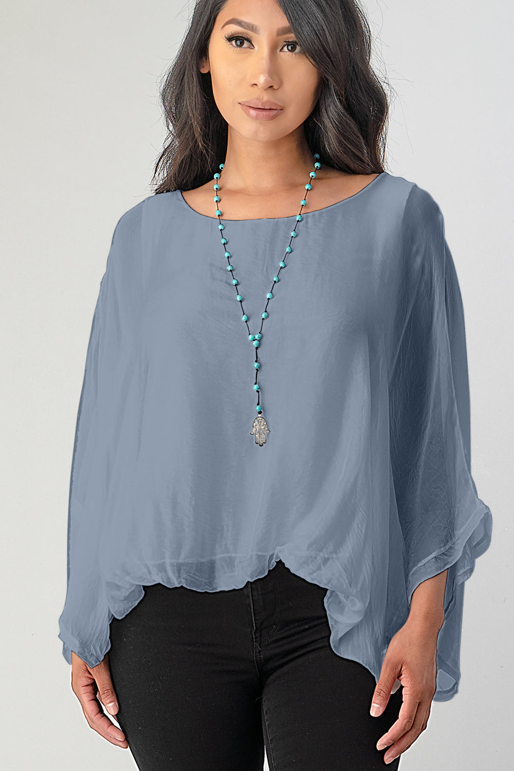 Raw Moda Emilia Silk Italian Elastic Top Top Raw Moda   