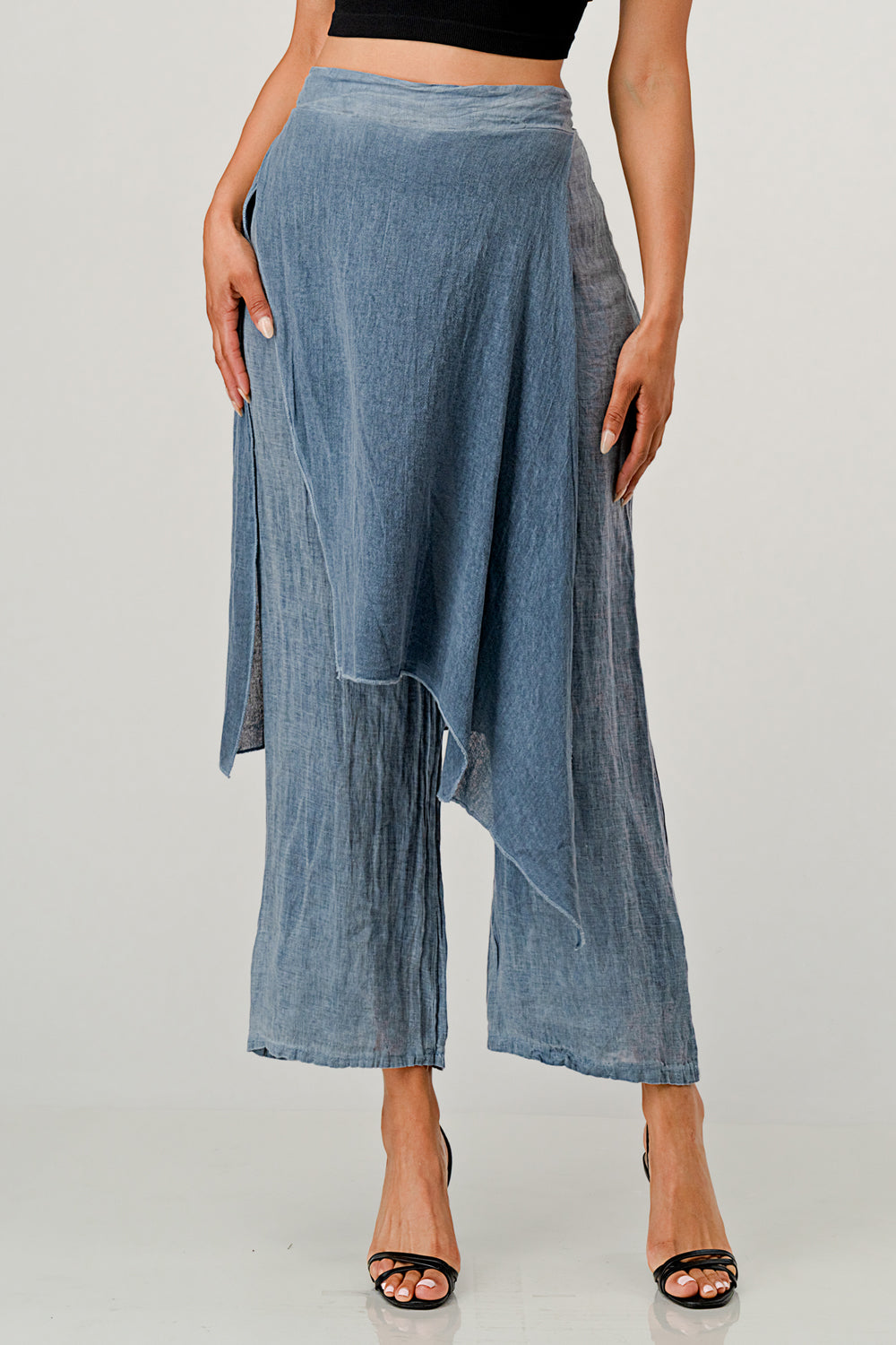 Raw Moda Linen Layered Minna Pants Bottom Raw Moda One Size Blue 