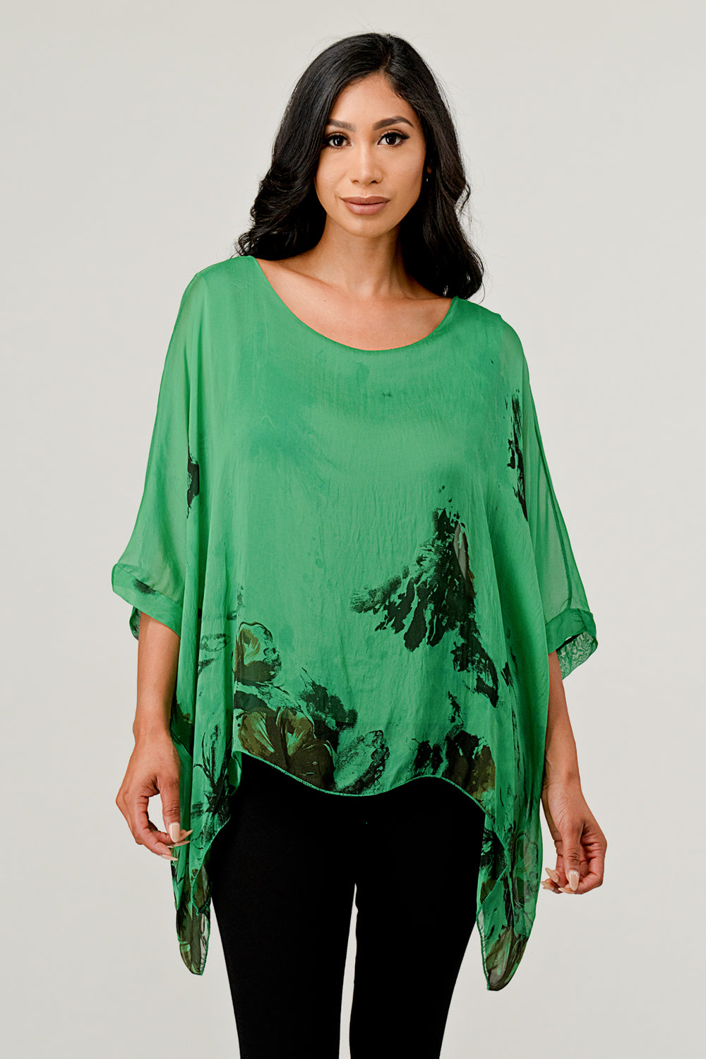 Italian Floral Raw Moda Silk Top Top Raw Moda   