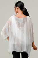 Raw Moda Sequin Sleeves Tie Dye Silk Top