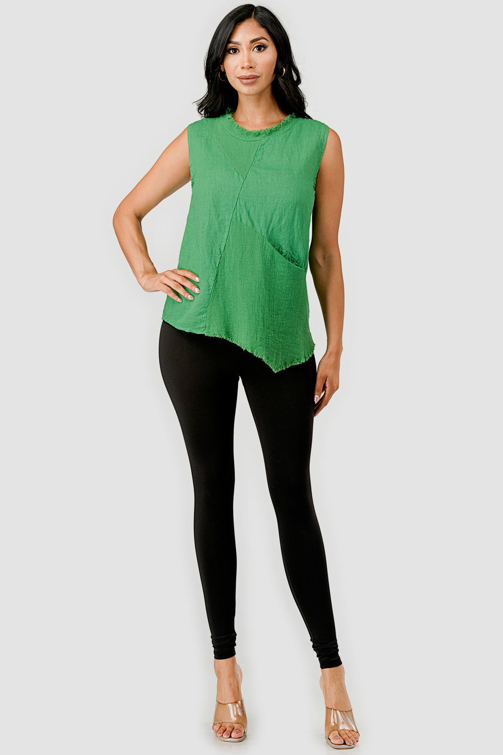 Linen Cotton Sleeveless Linen Top – close-up of linen-cotton texture

