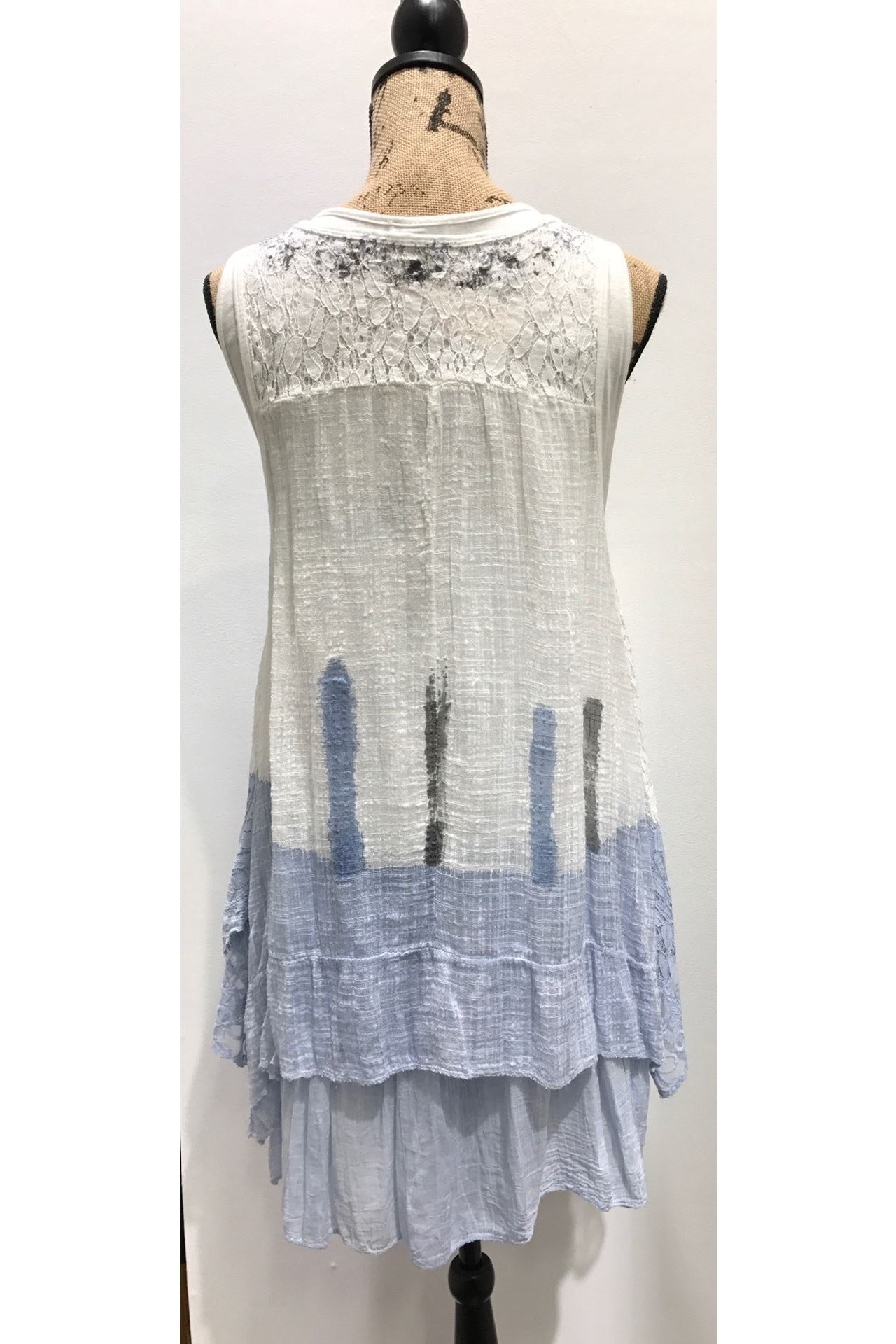  Raw Moda Italian Adriatico Sleeveless Lace Layered Dress Top Tunic Dress Raw Moda   