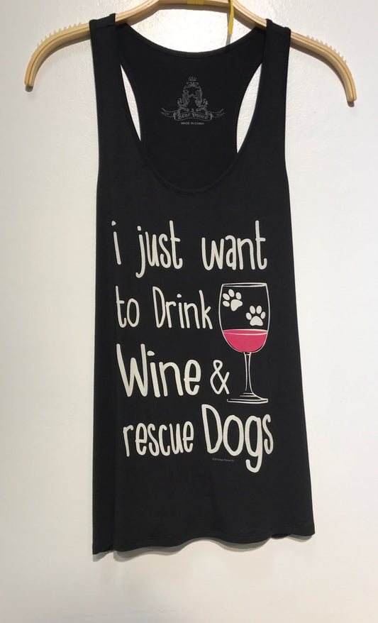 I Just Wanna Drink And Rescue Dogs Raw Moda Tank Top Graphic Tees Raw Moda Small  