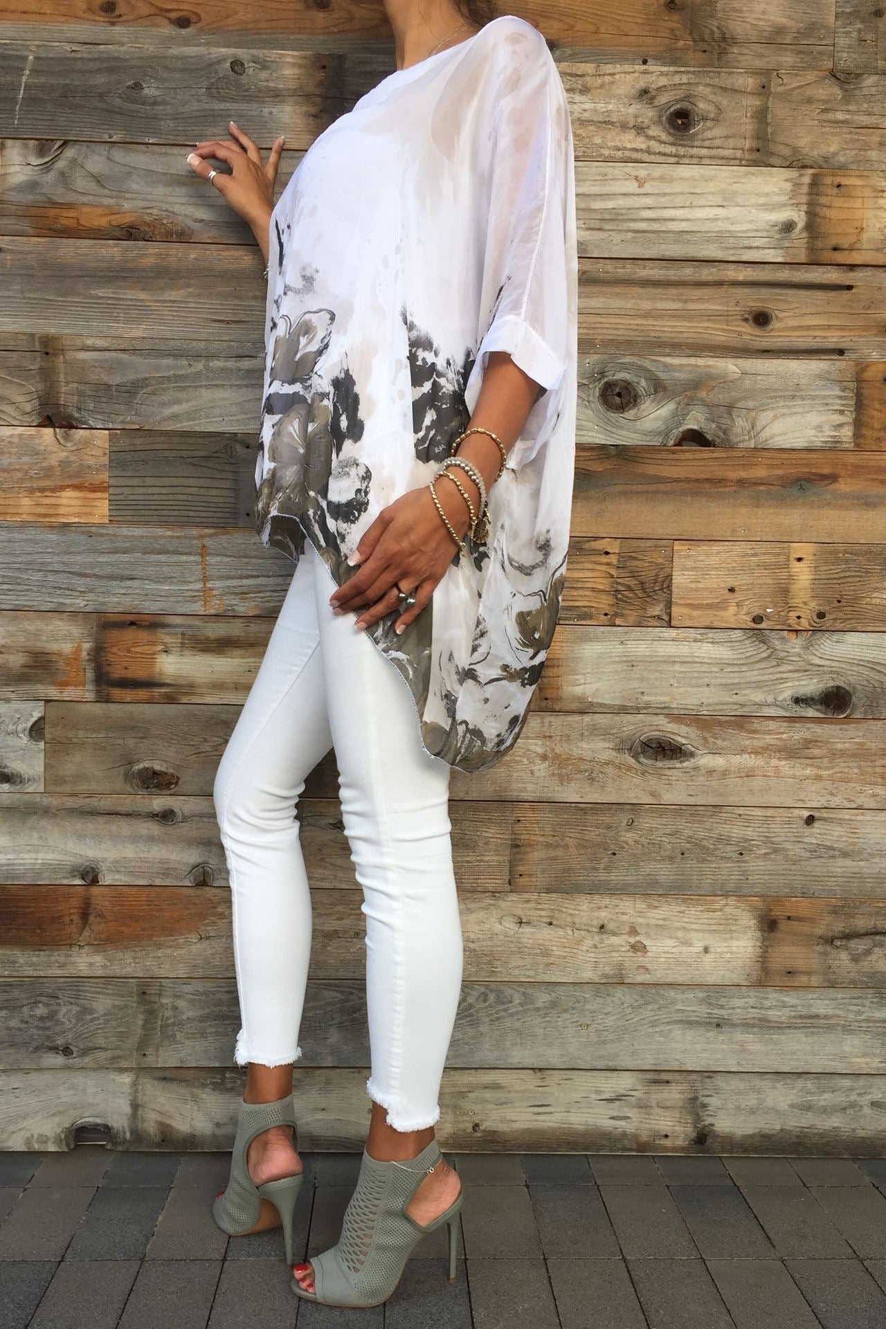 Italian Floral Raw Moda Silk Top Top Raw Moda   