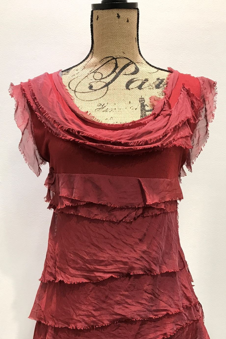 Sleeveless Italian Silk Ruffle Top Top Raw Moda   