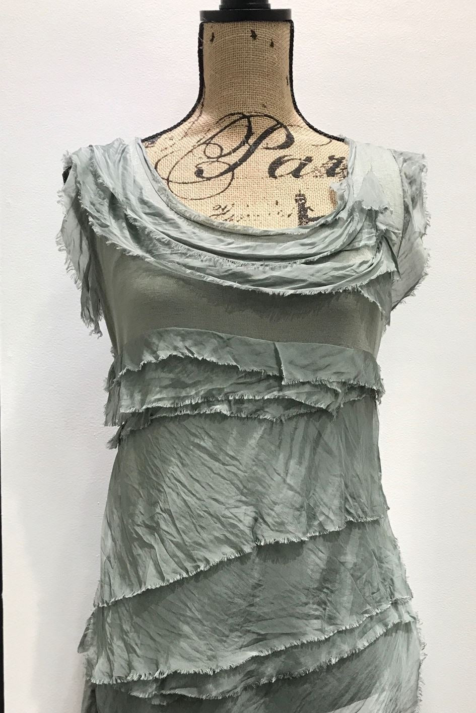 Sleeveless Italian Silk Ruffle Top Top Raw Moda   