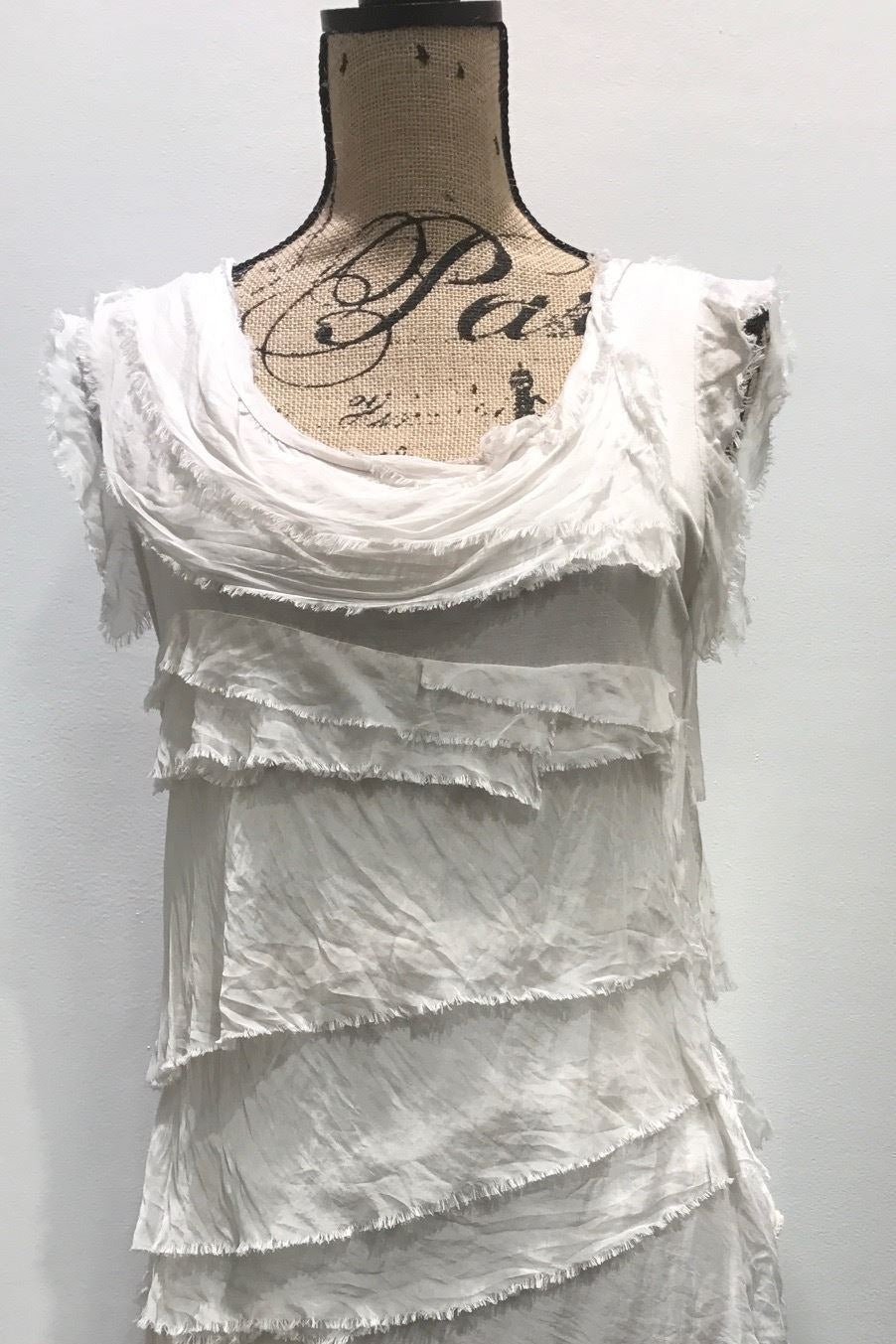 Sleeveless Italian Silk Ruffle Top Top Raw Moda   