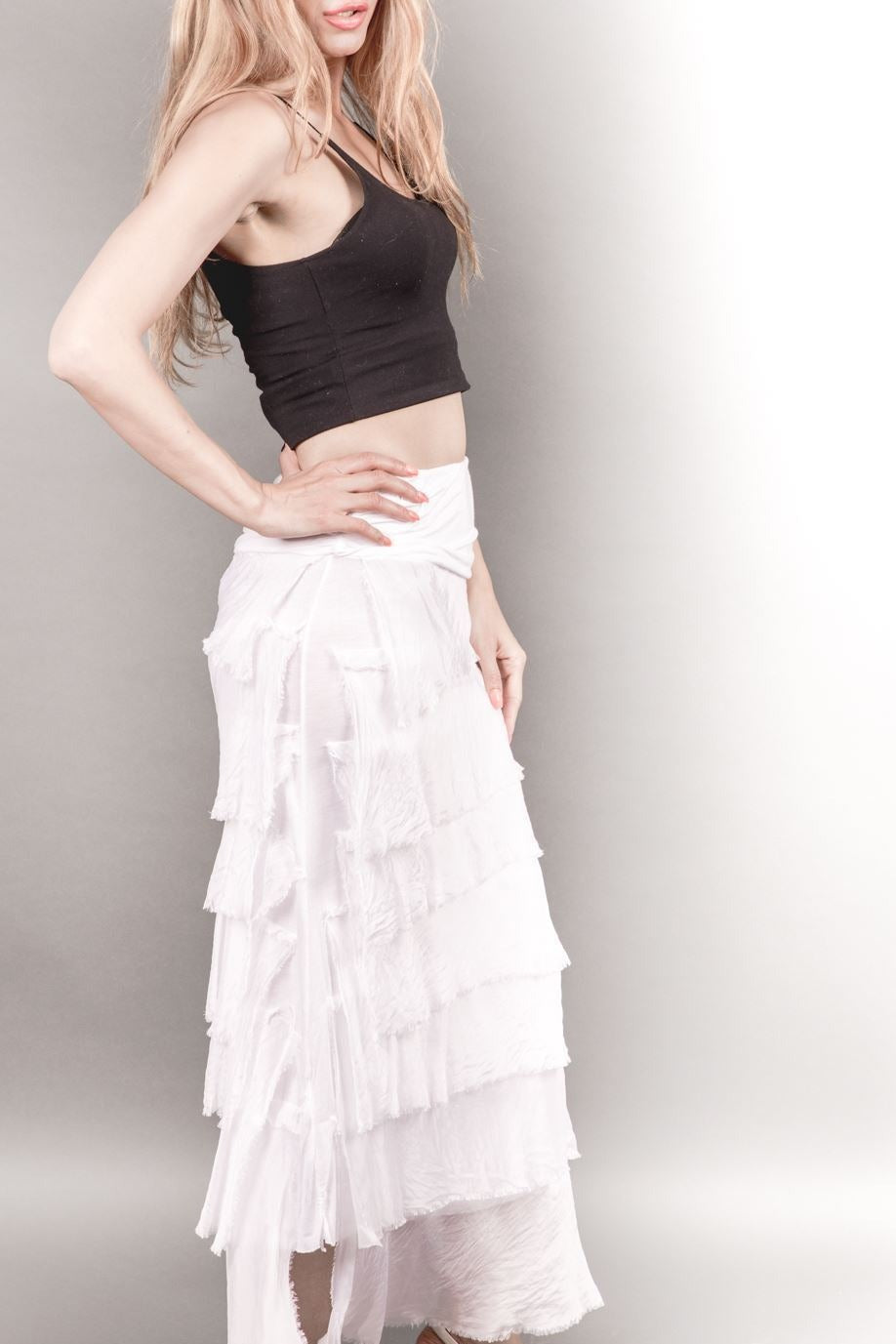 Layered Italian Raw Moda Maxi Skirt Bottom Raw Moda   