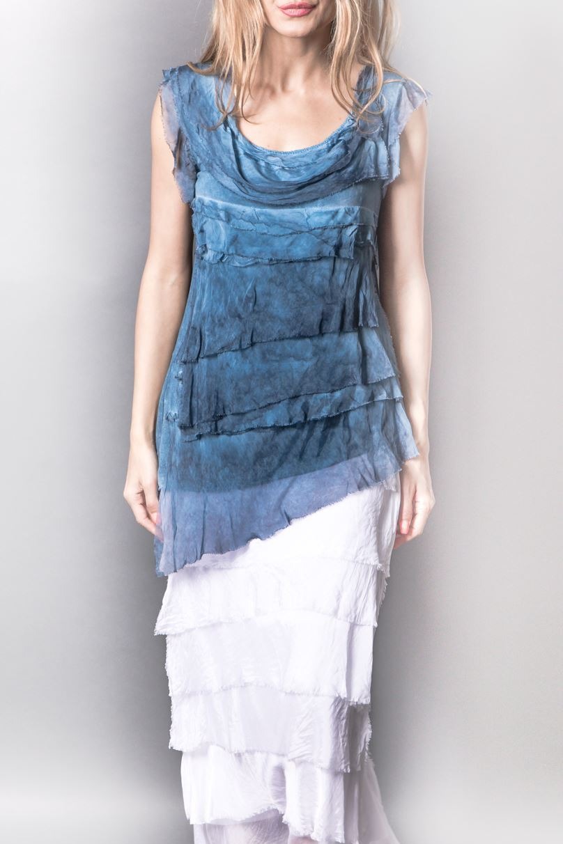 Layered Italian Raw Moda Maxi Skirt Bottom Raw Moda One Size White 