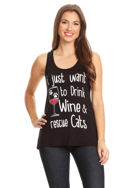 I Just Want To Drink And Rescue Cats Raw Moda Graphic Tees Raw Moda Small  