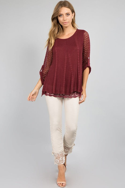 Raw Moda Italian Blouse Top Palermo Crochet Top Raw Moda One Size Wine 