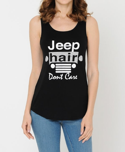 Raw Moda Jeep Hair Don't Care Tank Top Graphic Tees Raw Moda Small Black 