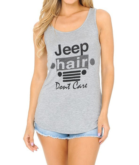 Raw Moda Jeep Hair Don't Care Tank Top Graphic Tees Raw Moda Small Grey 