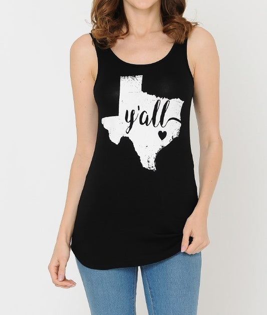 Texas Tank Top Graphic Tees Raw Moda Small Black 