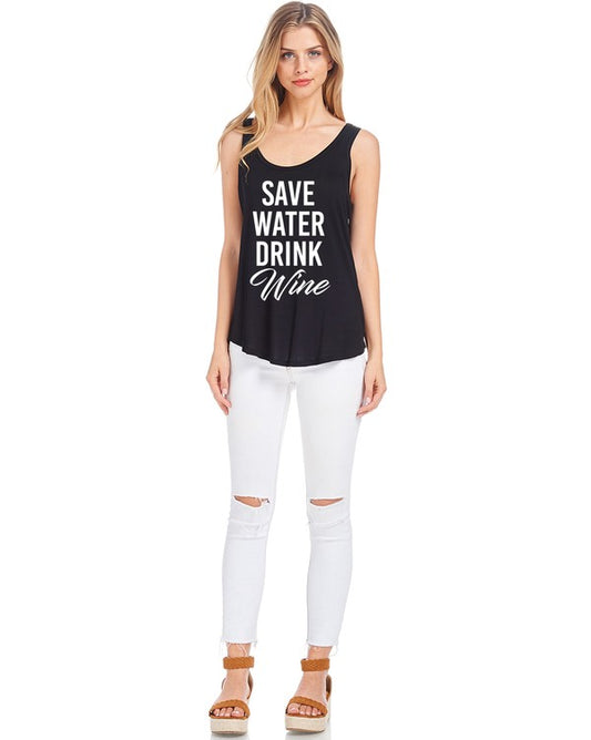 Save Water Drink Wyne Tank Top Graphic Tees Raw Moda   