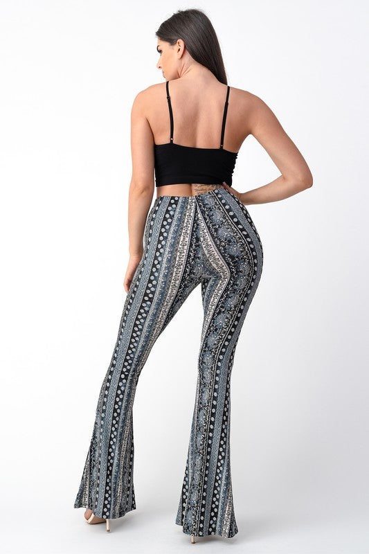 Raw Moda Blue Tear Print Bellbottom Pants Bottom Raw Moda   