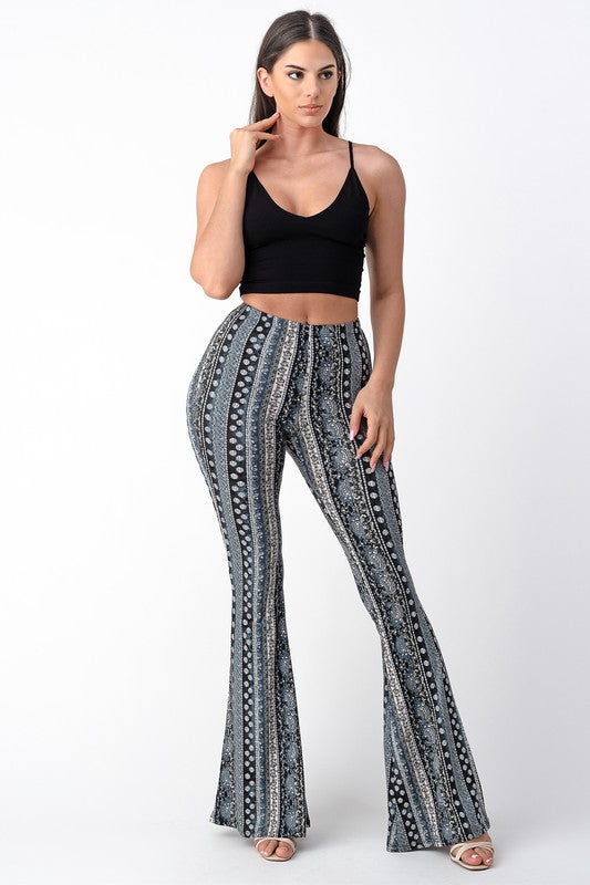 Raw Moda Blue Tear Print Bellbottom Pants Bottom Raw Moda   