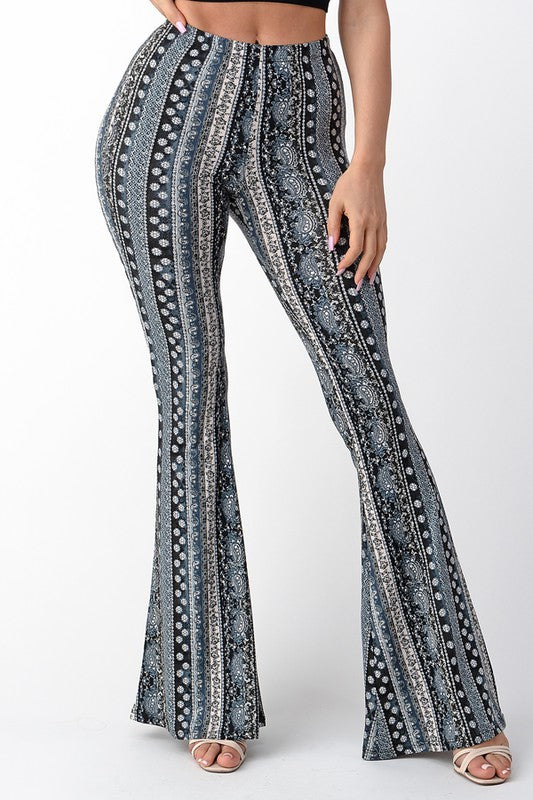 Raw Moda Blue Tear Print Bellbottom Pants Bottom Raw Moda   