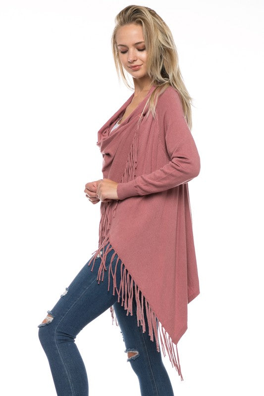 Cardigan Vest Sweater With Fringe Raw Moda Top Raw Moda   