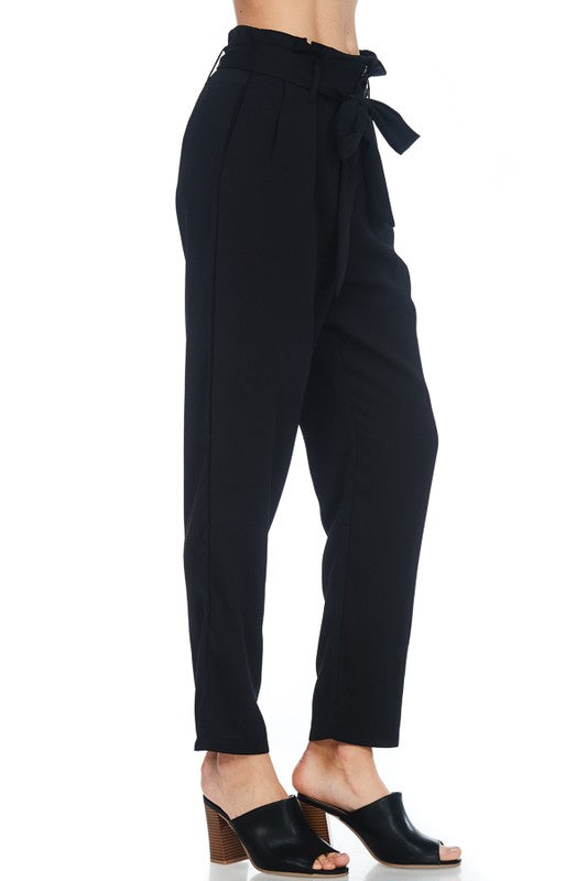 Raw Moda High Waist Solid Tie Belt Pants Bottom Raw Moda   