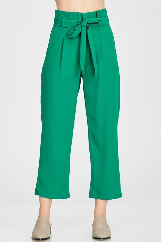 Raw Moda High Waist Solid Tie Belt Pants Bottom Raw Moda   