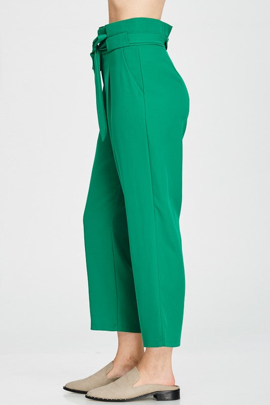 Raw Moda High Waist Solid Tie Belt Pants Bottom Raw Moda   