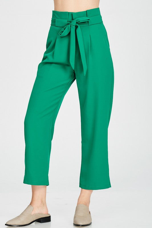 Raw Moda High Waist Solid Tie Belt Pants Bottom Raw Moda   