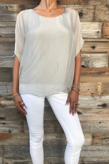 Italian Solid Silky Top Raw Moda Top Raw Moda   