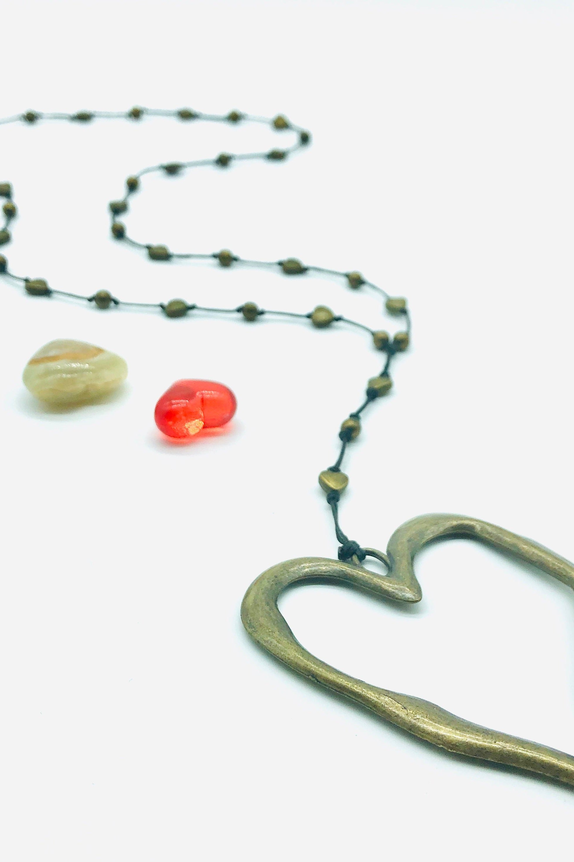 Open Heart Silver Necklace Hand Made Necklace Raw Moda   