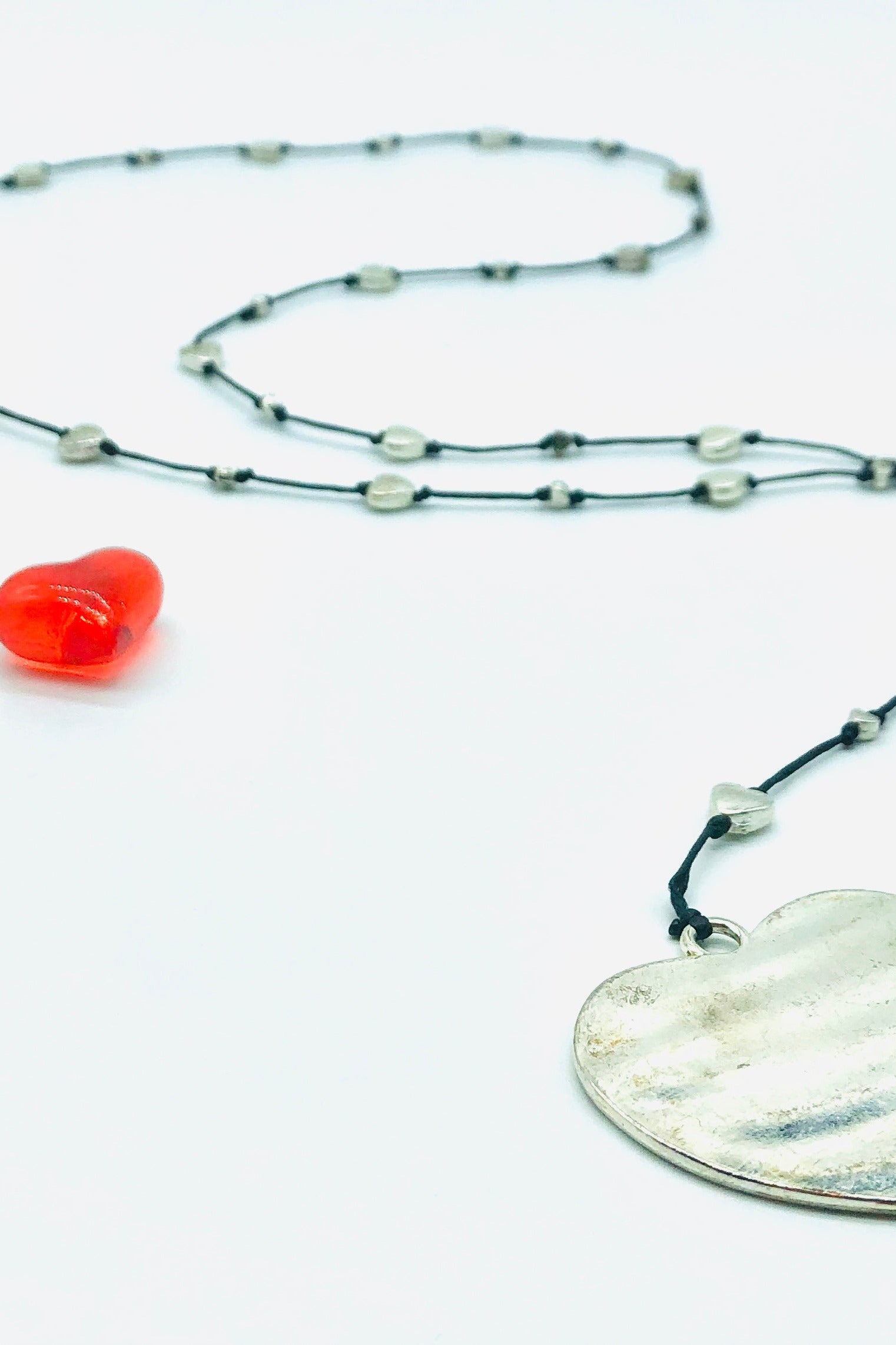 Solid Silver Heart Necklace Hand Made Necklace Raw Moda One Size Silver 