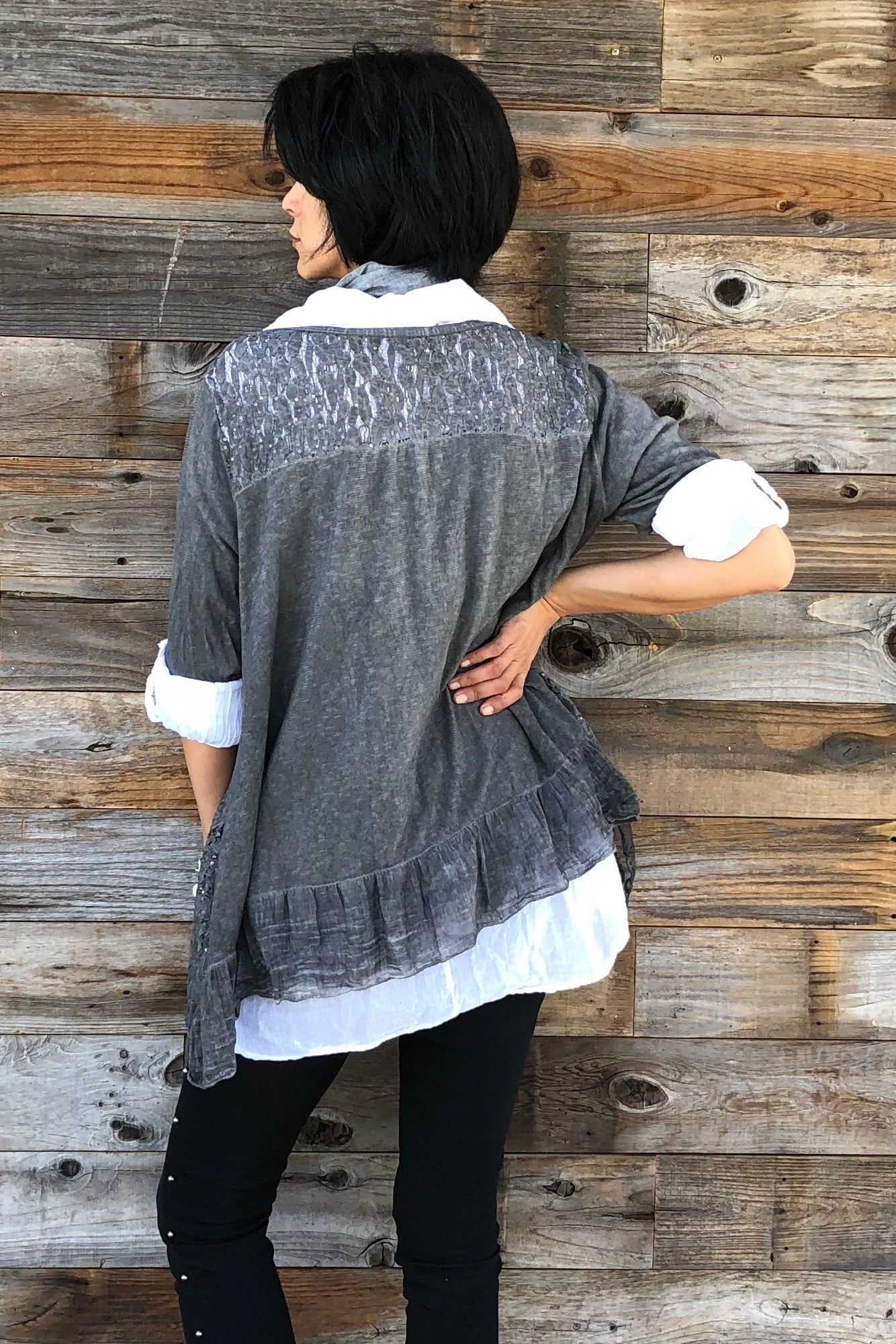 Italian 3 Pcs Viviana Shirt Sweater With Scarf Raw Moda Top Raw Moda   