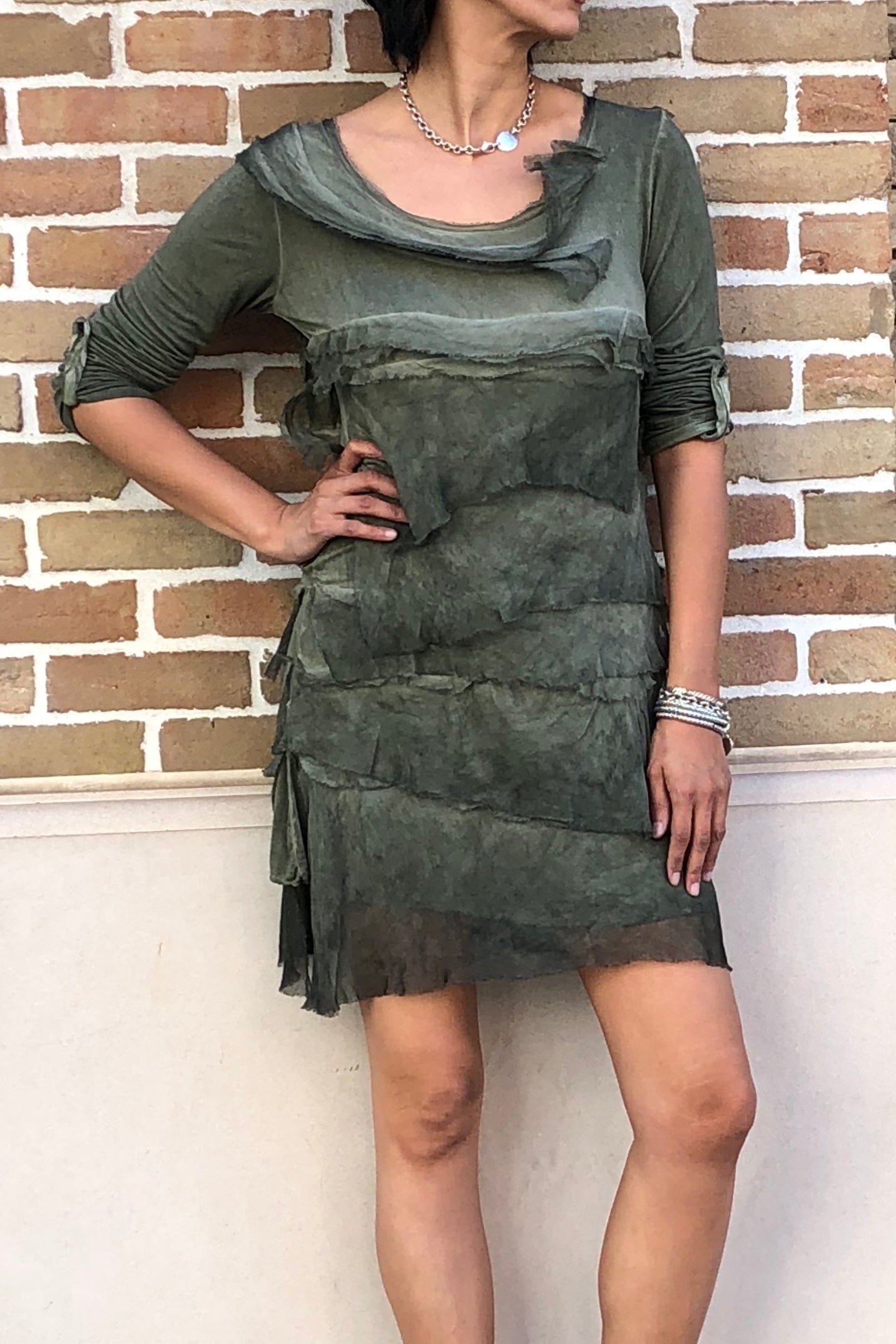Raw Moda Italian Long Sleeve Ruffle Dress Dress Raw Moda   