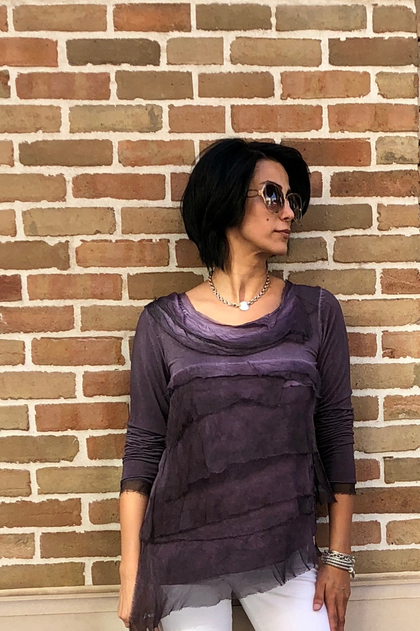 Raw Moda Italian Ruffle Top Long Sleeves Top Raw Moda   