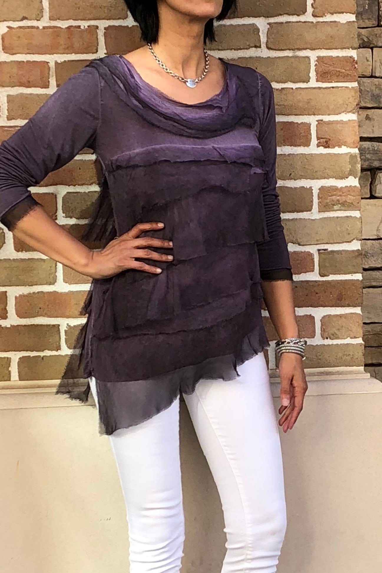 Raw Moda Italian Ruffle Top Long Sleeves Top Raw Moda   
