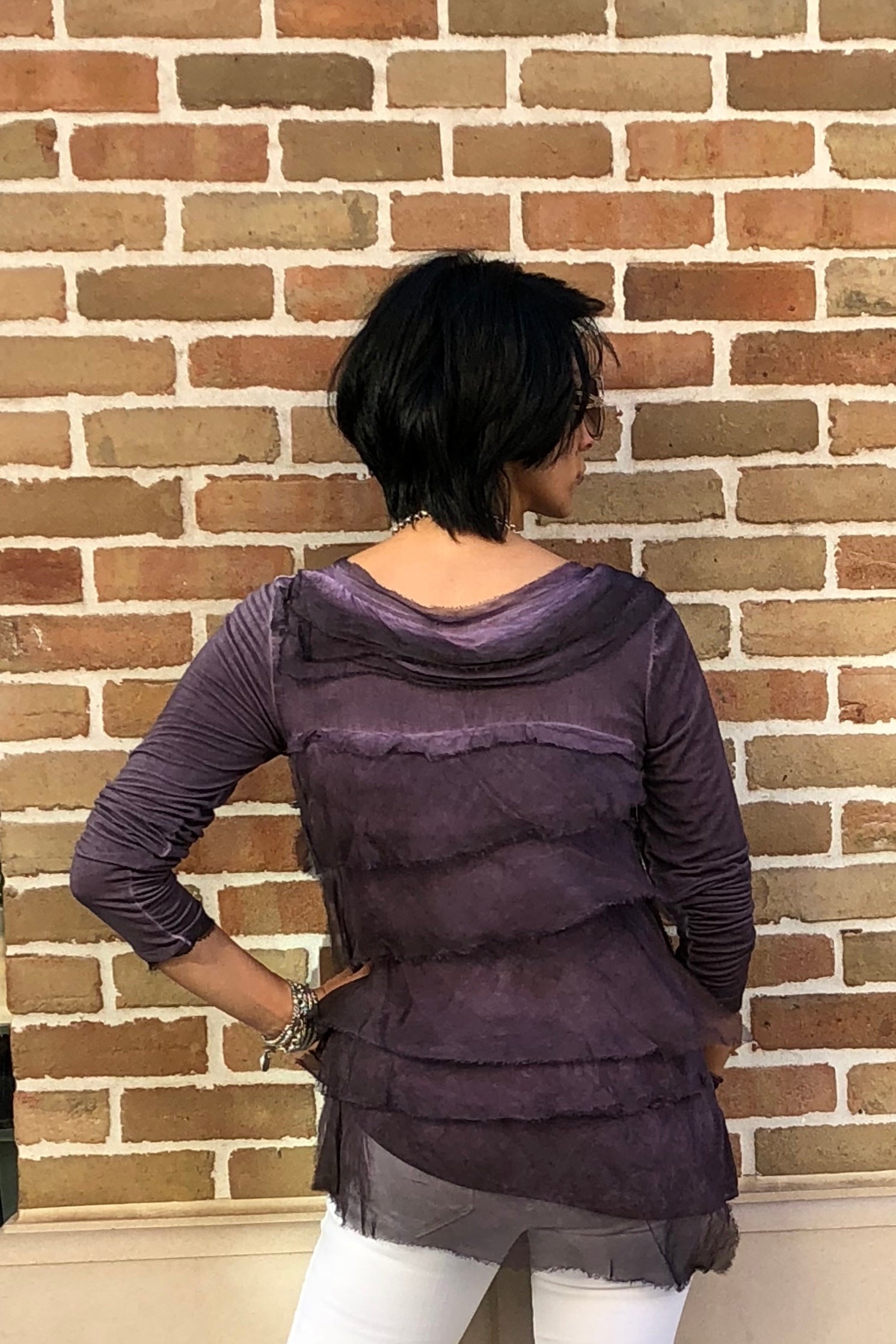 Raw Moda Italian Ruffle Top Long Sleeves Top Raw Moda   