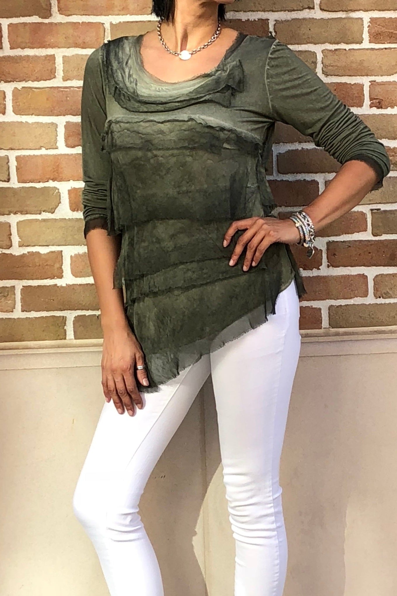 Raw Moda Italian Ruffle Top Long Sleeves Top Raw Moda   