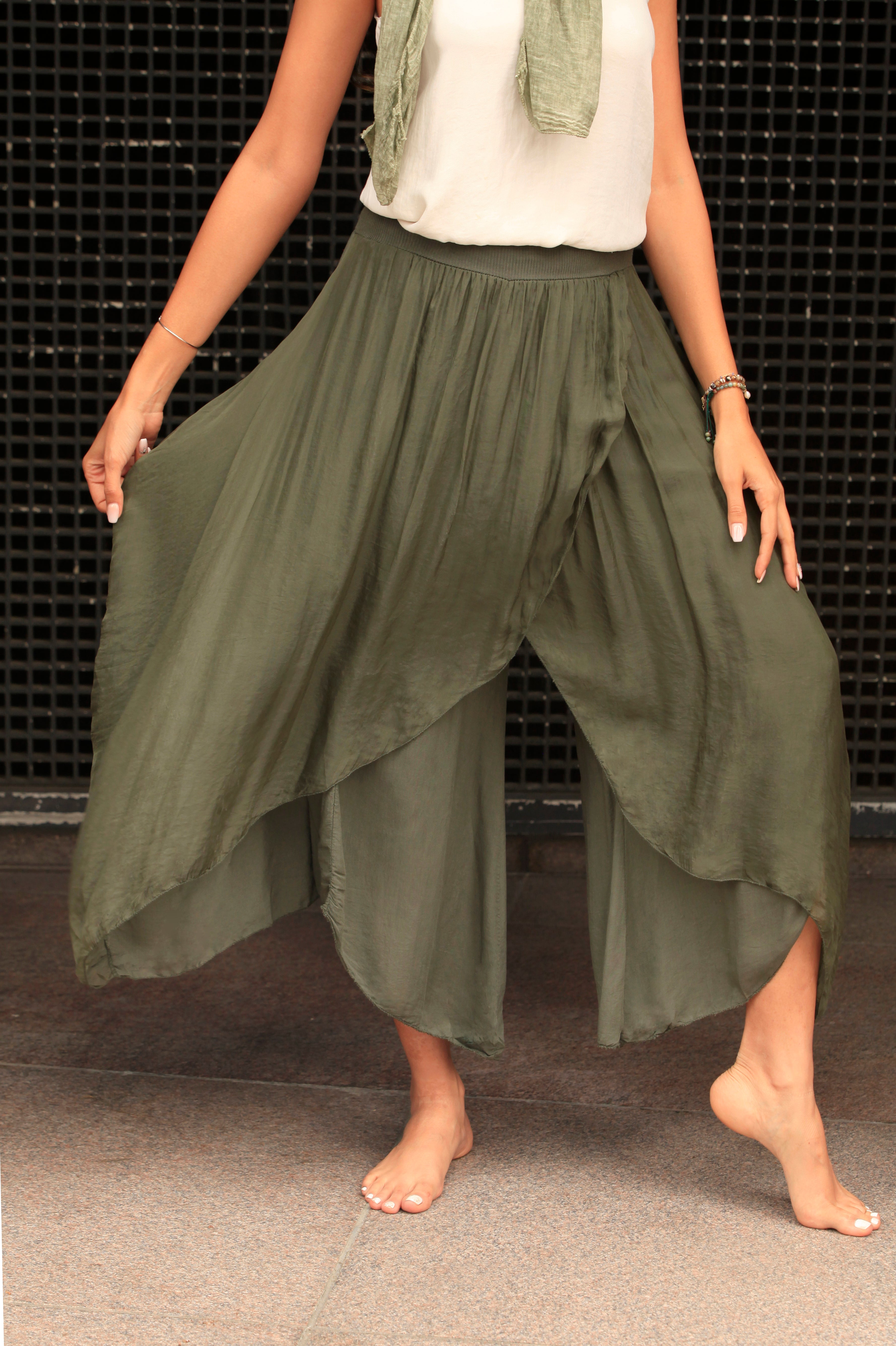 Raw Moda Silk Pants Skirt Bottom Raw Moda   