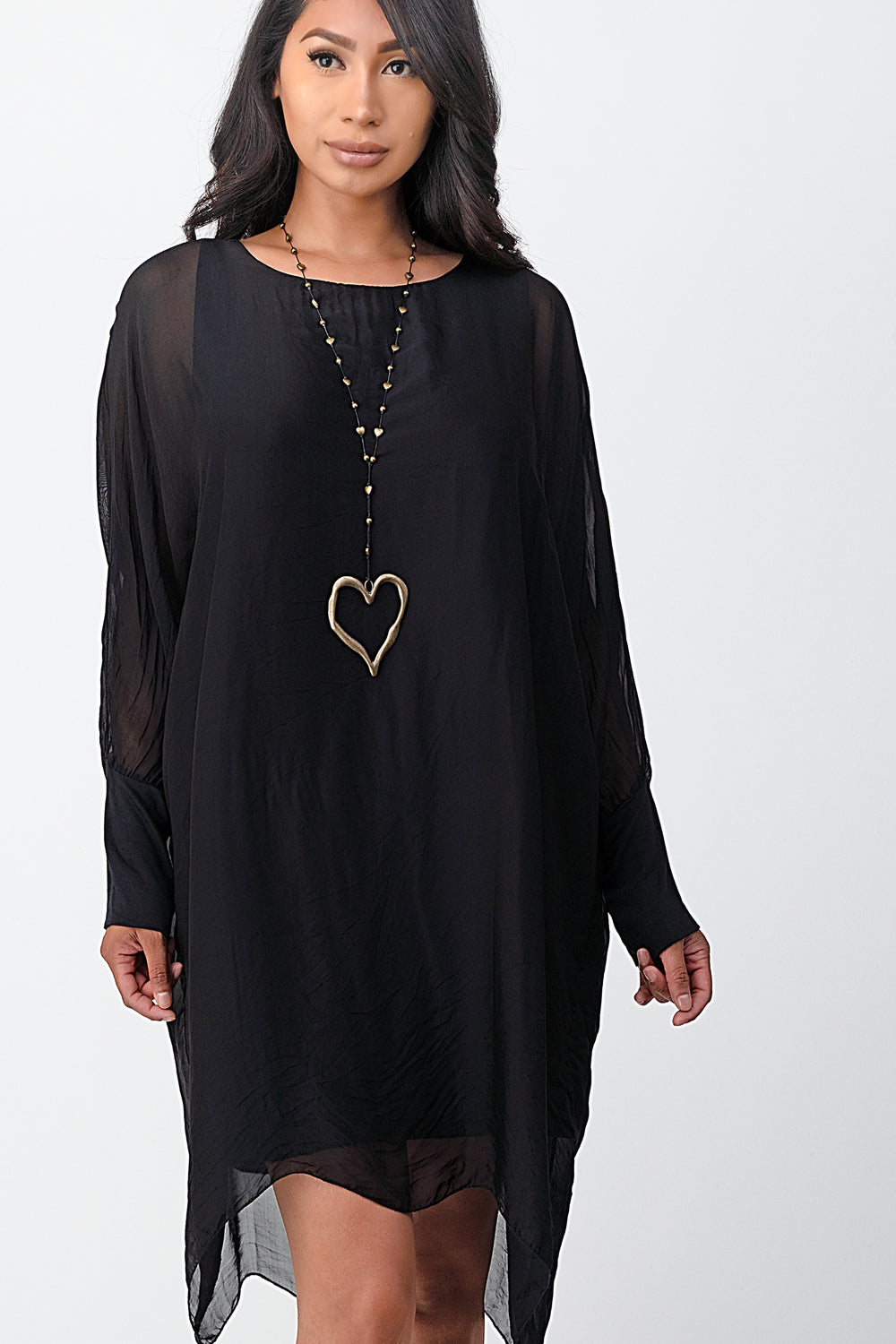 Raw Moda Long Silk Italian Dress Dress Raw Moda One Size Black 