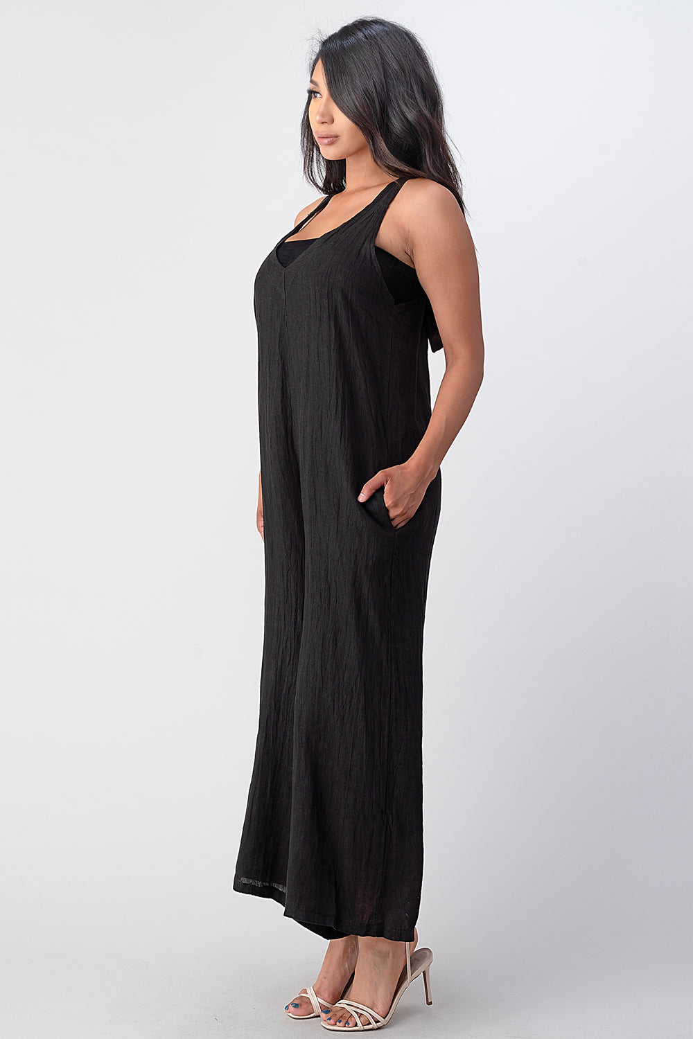 Raw Moda Italian Linen Romper Tie Back Romper Raw Moda   