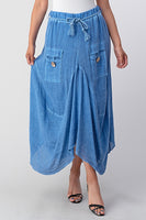 Italian Linen Button Pockets Skirt