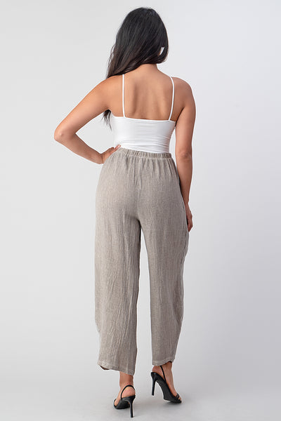 Straight Cotton Linen Pants With Pockets