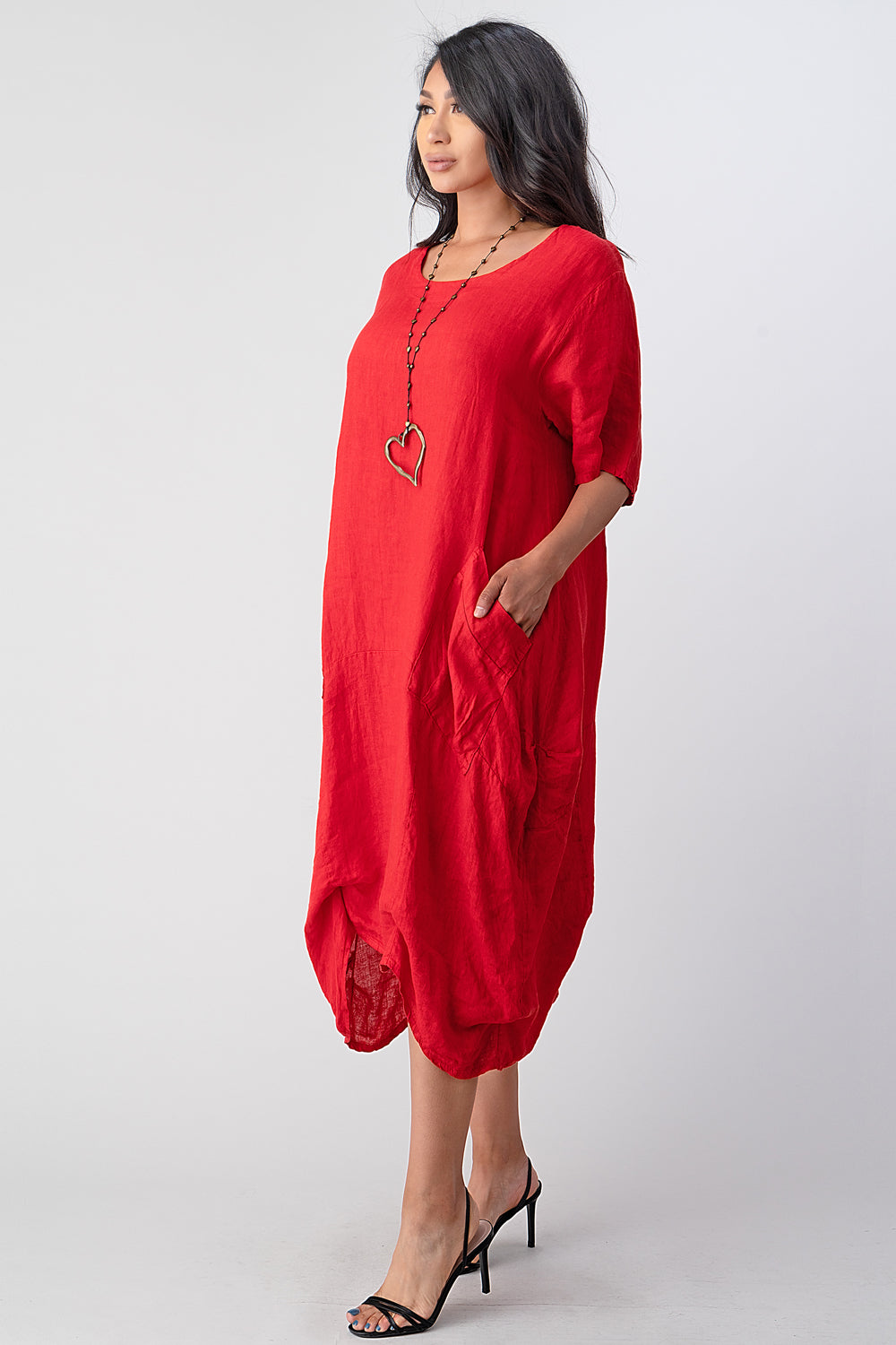 Long  Italian Linen Tie Bottom Dress Dress Raw Moda   