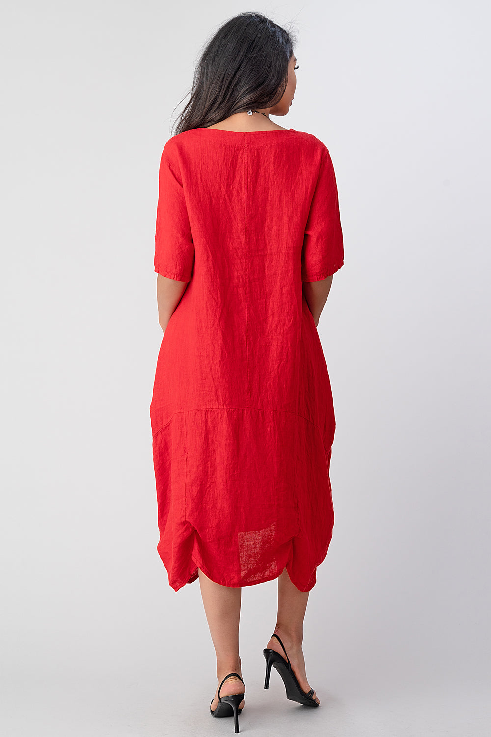 Long  Italian Linen Tie Bottom Dress Dress Raw Moda   