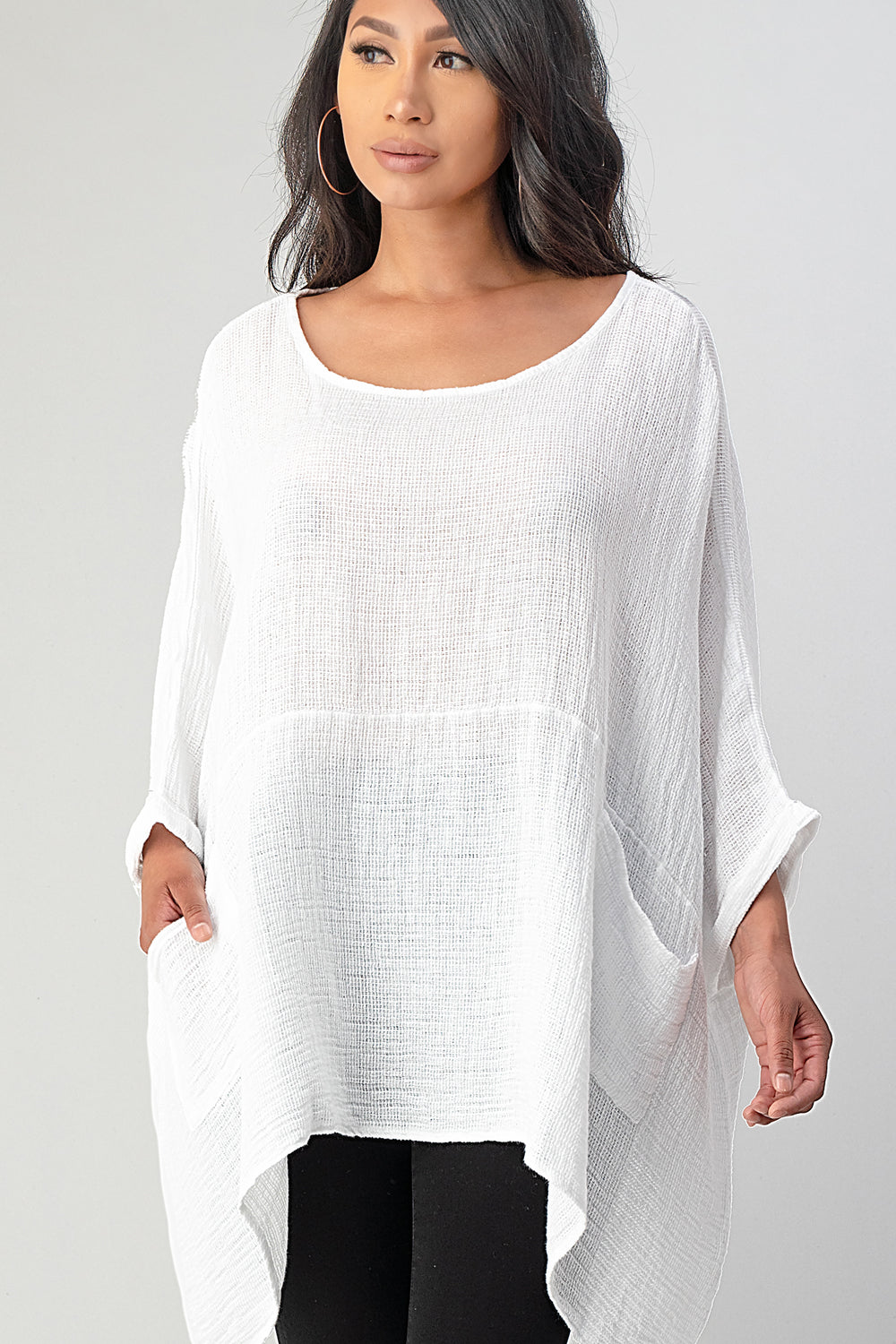 Big Cut Glora Linen Tunic With Front Pockets Top Raw Moda   