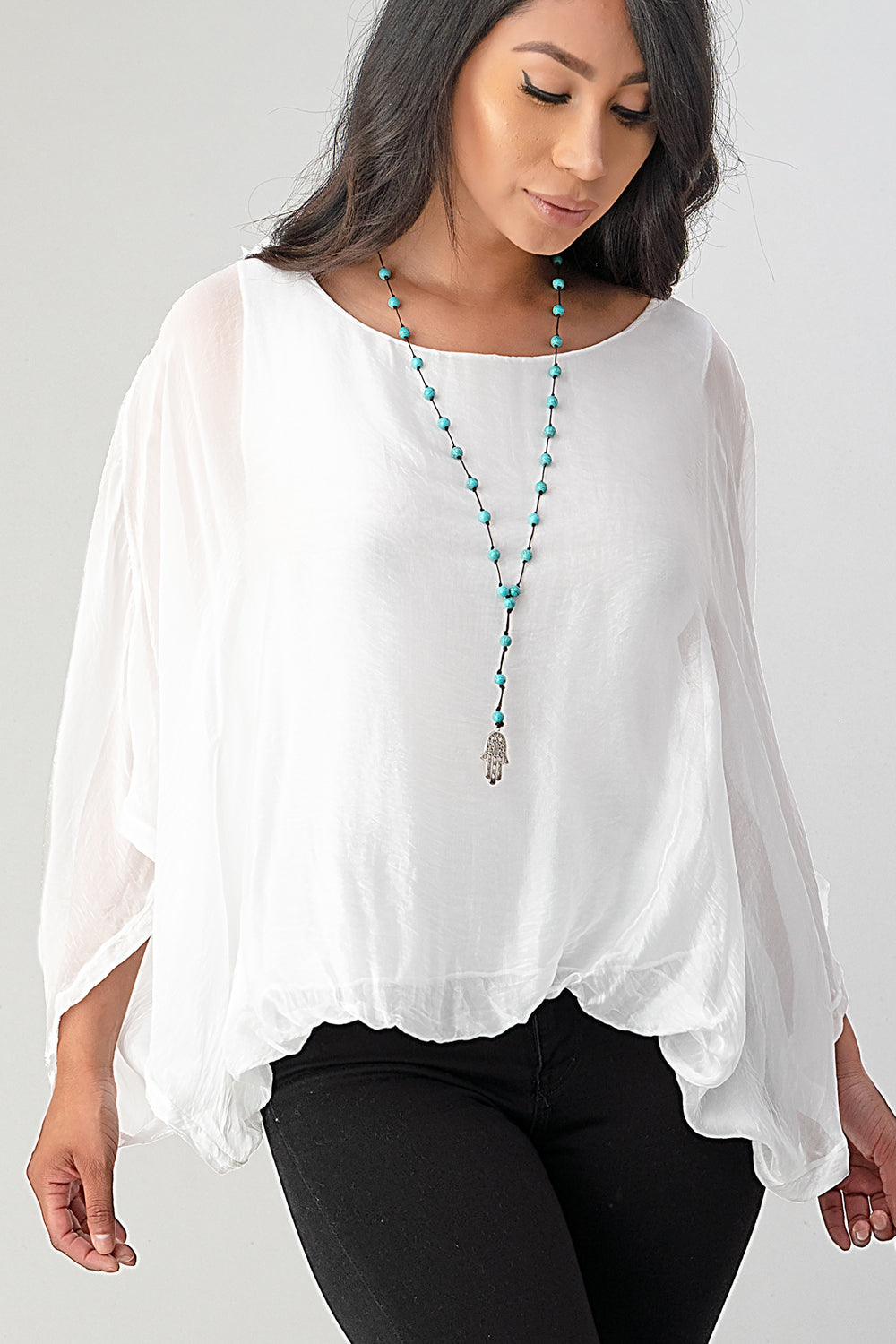 Raw Moda Emilia Silk Italian Elastic Top Top Raw Moda   