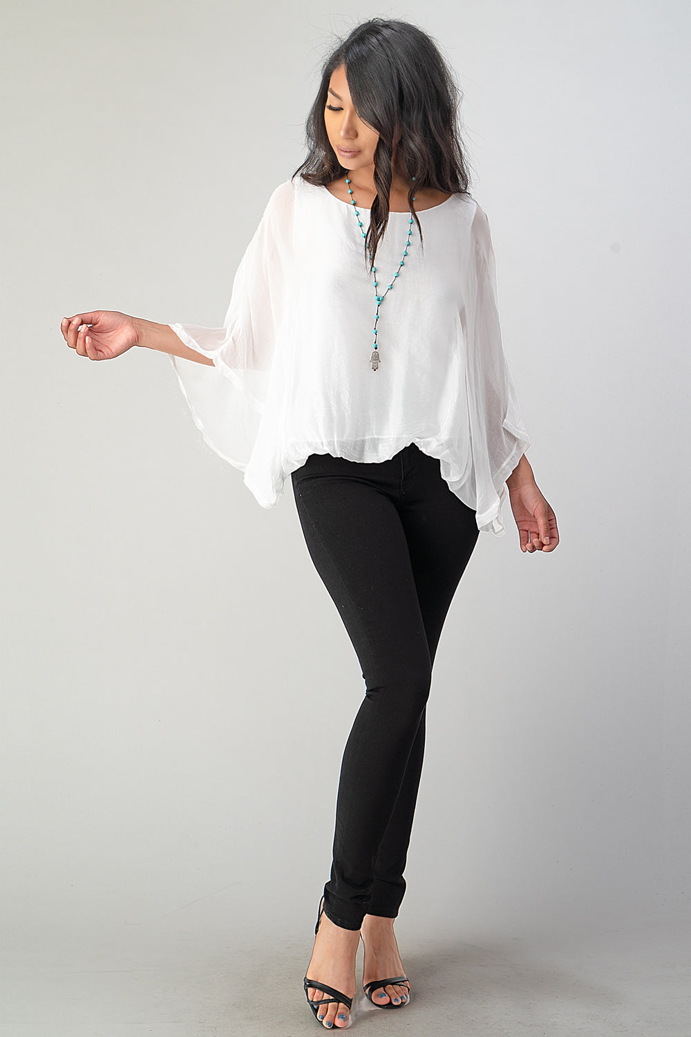 Raw Moda Emilia Silk Italian Elastic Top Top Raw Moda   