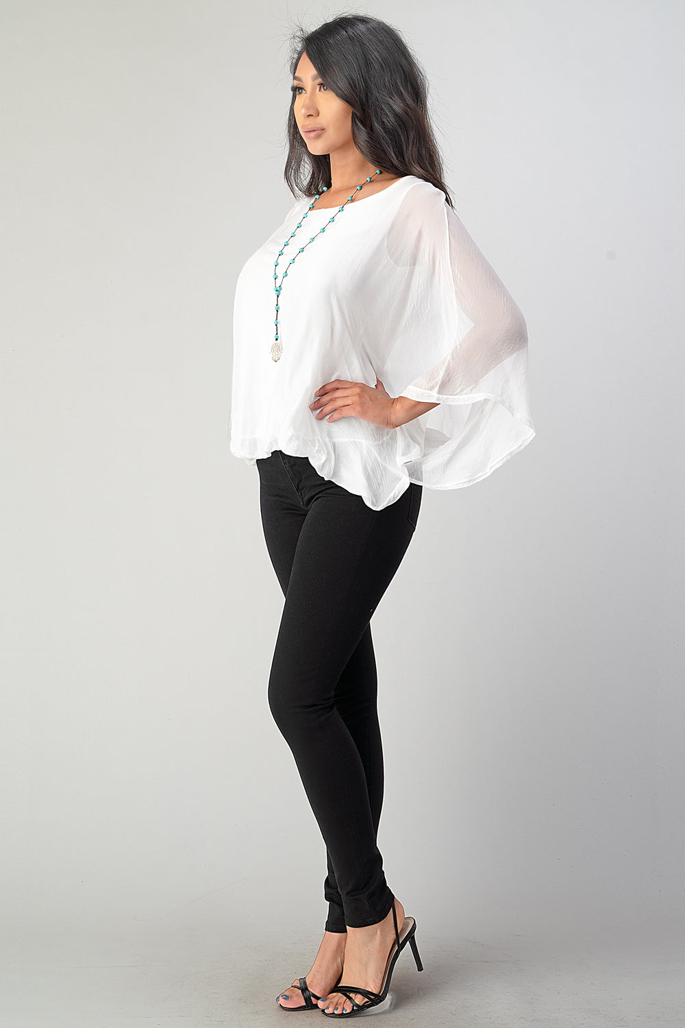 Raw Moda Emilia Silk Italian Elastic Top Top Raw Moda   
