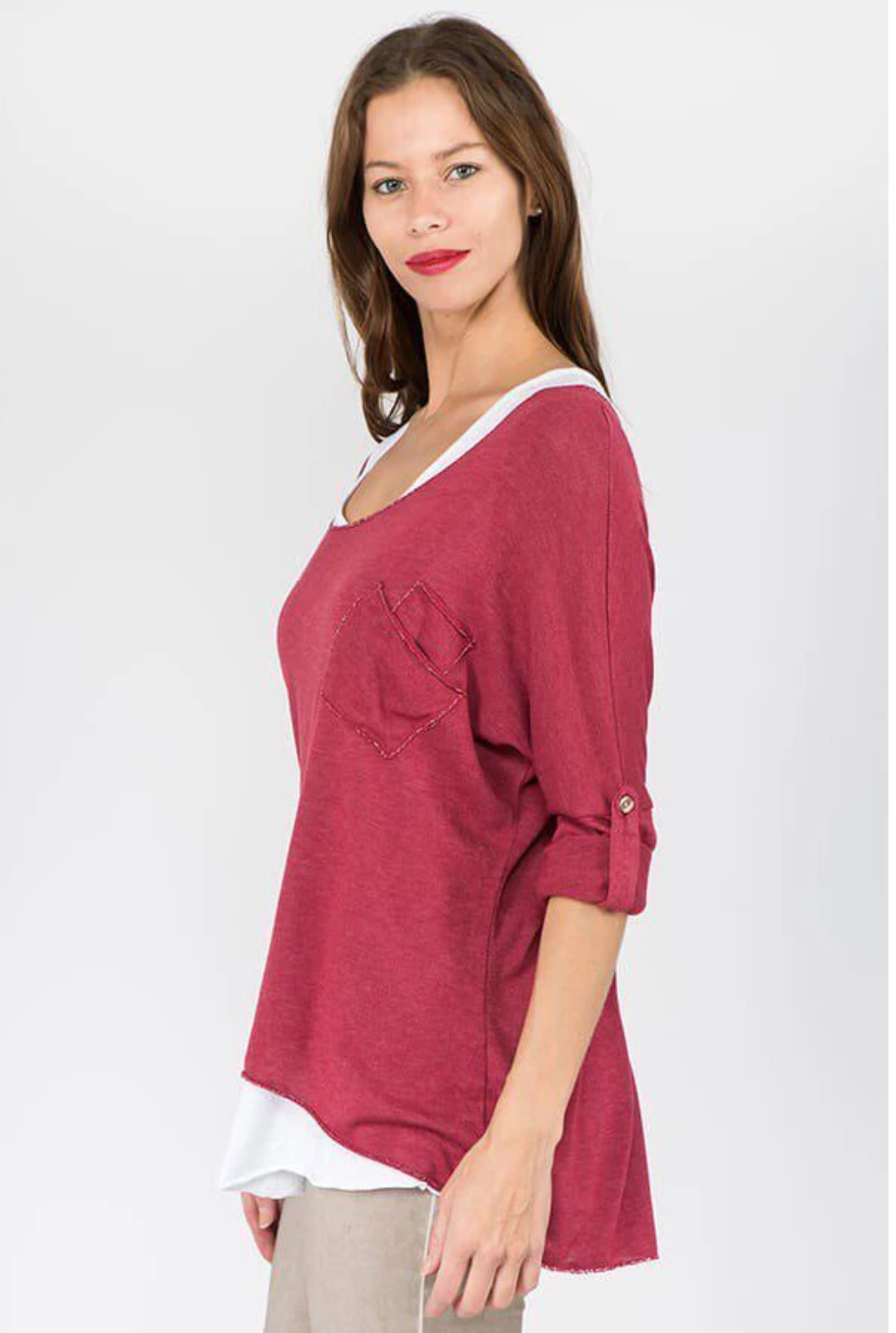 Two Piece Italian Shirt With Inside Pockets Top Raw Moda   
